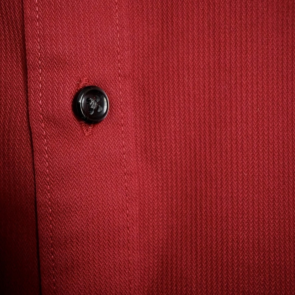 Van Heusen Pin Cord Dress Shirt Mens 17 34-35 Berry Red Wrinkle Free Classic Fit - Picture 8 of 10